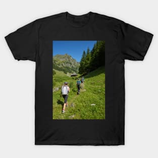 Group of hikers on a mountain trail T-Shirt